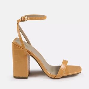 Orange Barely There Chunky Heels